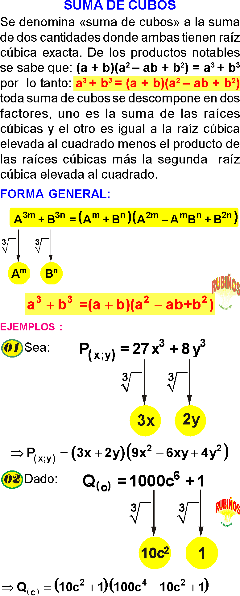 Suma De Cubos Ejercicios Resueltos De FactorizaciÓn Pdf